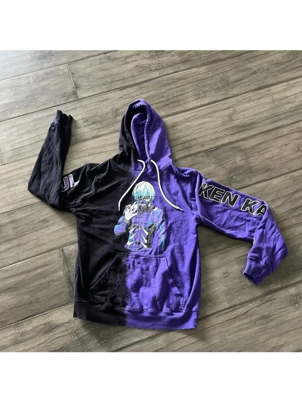Hot Topic Tokyo Ghoul Purple and Black Split Hoodie - Size XS